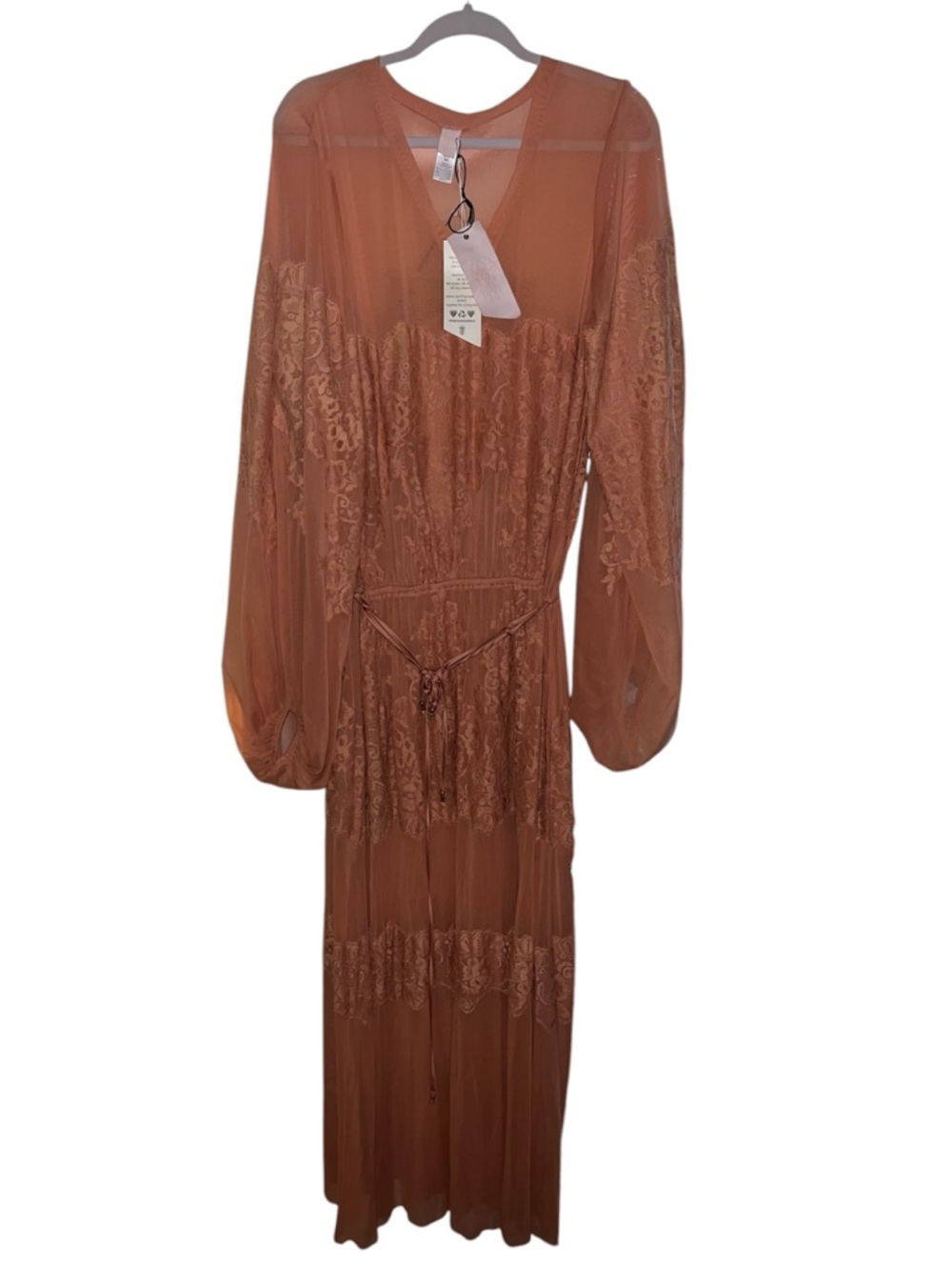 NWT HAH Hot as hell maxi lace coral dress long sleeve size M / L